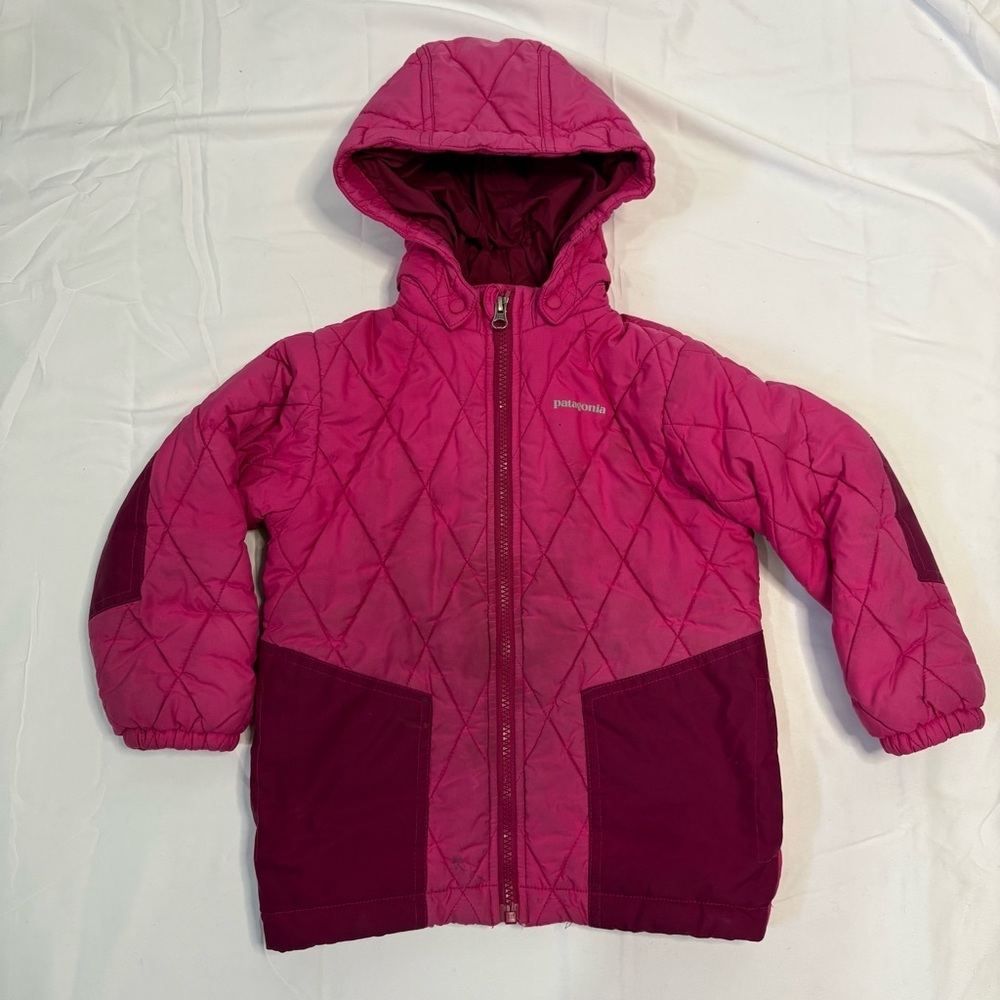 Patagonia Girls 4T Quilted Winter Jacket Removable Hood Vintage